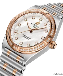 Alternative view of Breitling Chronomat U72310531A1U1 Quartz 28mm Female Replica Watch - White Dial, Gold/Steel Case