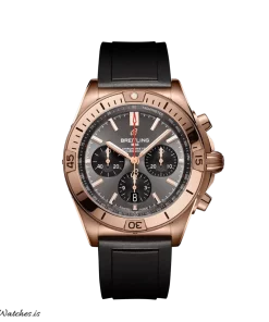 Breitling Chronomat 42 RB0134101B1S1 Automatic 42mm Unisex Replica Watch - Grey Dial, Red Gold Case