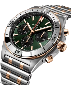 Alternative view of Breitling Chronomat 42 UB0134131L1U1 Automatic 43mm Unisex Replica Watch - Green Dial, Gold/Steel Case