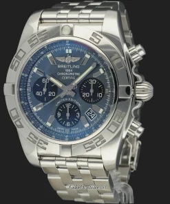 Breitling Chronomat 44 AB01111A/BF68 Automatic 44mm Male Replica Watch - Blue Dial, Steel Case