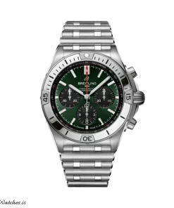 Breitling Chronomat 42 AB0134101L2A1 Automatic 43mm Unisex Replica Watch - Green Dial, Steel Case