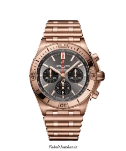 Breitling Chronomat 42 RB0134101B1R1 Automatic 42mm Unisex Replica Watch - Grey Dial, Red Gold Case
