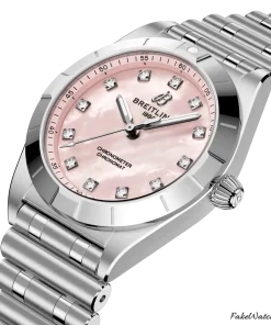 Alternative view of Breitling Chronomat A72310101K1A1 Quartz 28mm Female Replica Watch - Pink Dial, Steel Case