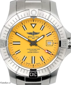 Breitling Avenger A17319101I1A1 Automatic 45mm Unisex Replica Watch - Yellow Dial, Steel Case