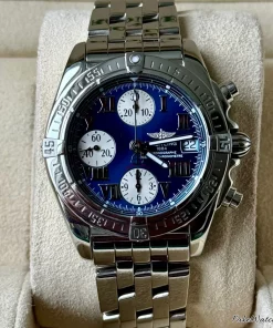 Alternative view of Breitling Chrono Cockpit A13358 Automatic 39mm Unisex Replica Watch - Blue Dial, Steel Case