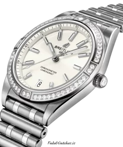 Alternative view of Breitling Chronomat 36 A10380591A1A1 Automatic 36mm Female Replica Watch - White Dial, Steel Case