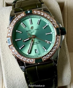 Breitling Chronomat 38 u17356 Automatic 38mm Unisex Replica Watch - Green Dial, Steel Case