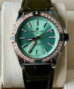 Alternative view of Breitling Chronomat 38 u17356 Automatic 38mm Unisex Replica Watch - Green Dial, Steel Case