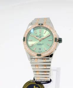Breitling Chronomat 38 U17356531L1U1 Automatic 38mm Female Replica Watch - Green Dial, Gold/Steel Case