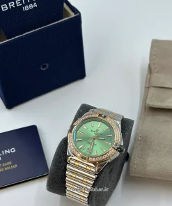 Alternative view of Breitling Chronomat 38 U17356531L1U1 Automatic 38mm Unisex Replica Watch - Green Dial, Gold/Steel Case