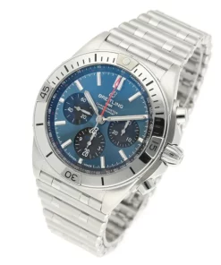 Alternative view of Breitling Chronomat 42 AB0134101C1A1 Automatic 42mm Unisex Replica Watch - Blue Dial, Steel Case