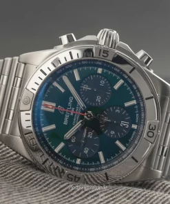 Alternative view of Breitling Chronomat 42 AB0134101L1A1 Automatic 42mm Unisex Replica Watch - Green Dial, Steel Case