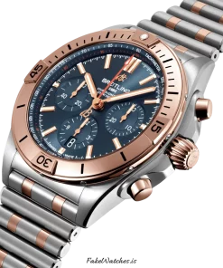 Alternative view of Breitling Chronomat 42 UB0134101C1U1 Automatic 42mm Unisex Replica Watch - Blue Dial, Steel Case
