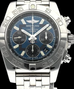 Breitling Chronomat 44 AB0110 Automatic 44mm Unisex Replica Watch - Blue Dial, Steel Case