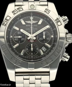 Breitling Chronomat 44 AB0110 Automatic 44mm Unisex Replica Watch - Black Dial, Steel Case