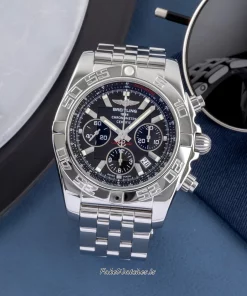 Breitling Chronomat 44 AB0110 Automatic 44mm Unisex Replica Watch - Black Dial, Steel Case
