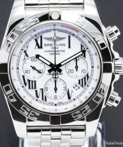 Breitling Chronomat 44 AB0110 Automatic 44mm Unisex Replica Watch - White Dial, Steel Case