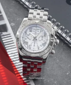 Breitling Chronomat 44 AB0110 Automatic 44mm Unisex Replica Watch - White Dial, Steel Case