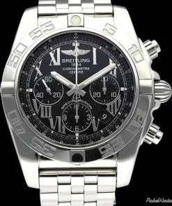 Breitling Chronomat 44 AB0110 Automatic 44mm Unisex Replica Watch - Black Dial, Steel Case