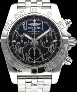 Breitling Chronomat 44 AB0110 Automatic 44mm Unisex Replica Watch - Black Dial, Steel Case