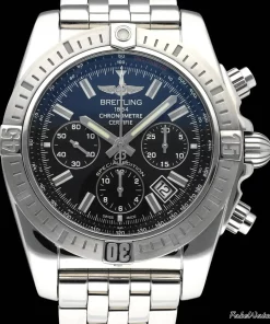 Breitling Chronomat 44 AB0115 Automatic 44mm Unisex Replica Watch - Black Dial, Steel Case