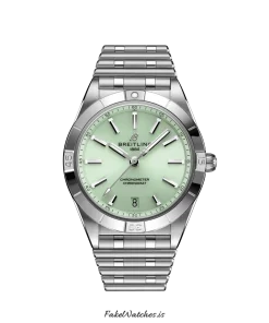 Breitling Chronomat A10380101L1A1 Automatic 36mm Female Replica Watch - Green Dial, Steel Case