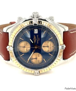 Breitling Chronomat C13048 Automatic 39mm Male Replica Watch - Blue Dial, Gold/Steel Case