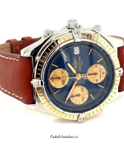 Alternative view of Breitling Chronomat C13048 Automatic 39mm Male Replica Watch - Blue Dial, Gold/Steel Case