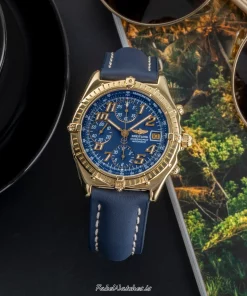 Breitling Chronomat K13047 Automatic 39mm Unisex Replica Watch - Blue Dial, Yellow Gold Case