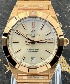 Alternative view of Breitling Chronomat R77310101A1R1 Quartz 32mm Female Replica Watch - White Dial, Red Gold Case