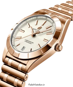 Alternative view of Breitling Chronomat R77310101A1R1 Quartz 32mm Female Replica Watch - White Dial, Red Gold Case