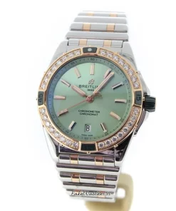 Breitling Chronomat U17356531L1U1 Automatic 38mm Female Replica Watch - Green Dial, Gold/Steel Case