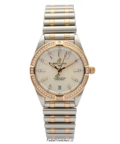 Alternative view of Breitling Chronomat U77310591A1U1 Quartz 32mm Female Replica Watch - White Dial, Gold/Steel Case
