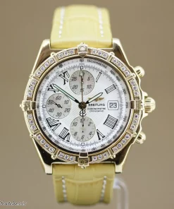 Breitling Crosswind Racing K13055 Automatic 43mm Unisex Replica Watch - Silver Dial, Yellow Gold Case