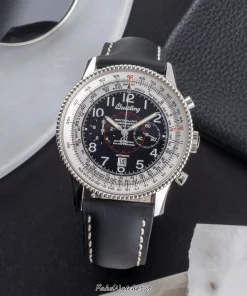 Breitling Montbrillant J35330 Manual winding 42mm Male Replica Watch - Black Dial, White Gold Case