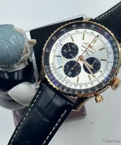 Breitling Navitimer 01 (46mm) RB0137241G1P1 Automatic 46mm Unisex Replica Watch - Silver Dial, Red Gold Case