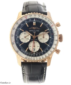 Breitling Navitimer 1 B01 Chronograph RB0138 Automatic 43mm Unisex Replica Watch - Black Dial, Red Gold Case
