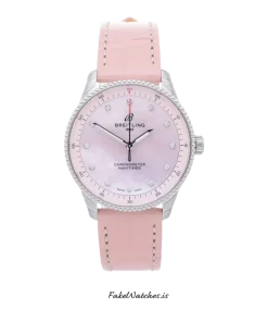 Breitling Navitimer A77320D91K1P1 Quartz 32mm Female Replica Watch - Pink Dial, Steel Case
