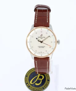 Breitling Navitimer U77320E61A1P1 Quartz 32mm Female Replica Watch - Pearl Dial, Gold/Steel Case