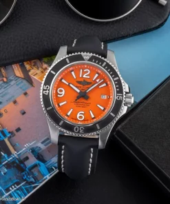 Breitling Superocean 42 A17366 Automatic 42mm Unisex Replica Watch - Orange Dial, Steel Case