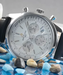 Alternative view of Breitling Transocean AB015112/G71 Automatic 43mm Male Replica Watch - Silver Dial, Steel Case