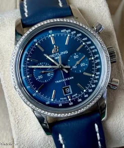 Breitling Transocean Chronograph A4131053/C862 Automatic 42mm Male Replica Watch - Blue Dial, Steel Case
