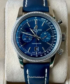 Alternative view of Breitling Transocean Chronograph A4131053/C862 Automatic 42mm Male Replica Watch - Blue Dial, Steel Case