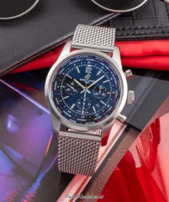 Breitling Transocean Chronograph Unitime AB0510 Automatic 46mm Unisex Replica Watch - Black Dial, Steel Case