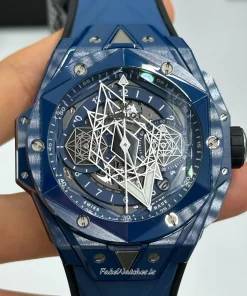 Hublot Big Bang Sang Bleu 418.EX.5107.RX.MXM21 Automatic 45mm Unisex Replica Watch - Transparent Dial, Ceramic Case