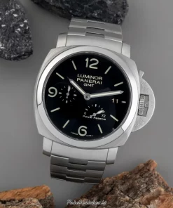 Panerai Luminor 1950 3 Days GMT Power Reserve Automatic PAM00347 Automatic 44mm Unisex Replica Watch - Black Dial, Steel Case
