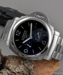 Alternative view of Panerai Luminor 1950 3 Days GMT Power Reserve Automatic PAM00347 Automatic 44mm Unisex Replica Watch - Black Dial, Steel Case