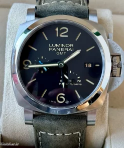 Alternative view of Panerai Luminor 1950 3 Days GMT Power Reserve Automatic PAM01321 Automatic 44mm Unisex Replica Watch - Black Dial, Steel Case