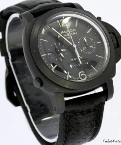 Alternative view of Panerai Luminor 1950 8 Days Chrono Monopulsante GMT PAM 00317 Manual winding 44mm Unisex Replica Watch - Black Dial, Ceramic Case