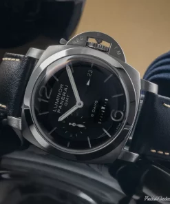 Alternative view of Panerai Luminor 1950 8 Days GMT PAM00233 Manual winding 44mm Unisex Replica Watch - Black Dial, Steel Case